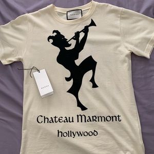 Chanteau marmont hollywood Gucci t shirt.
